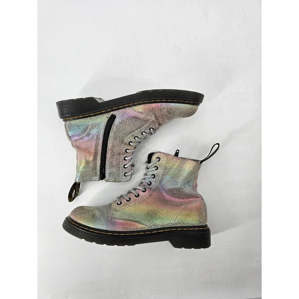 Dr. Doc Martens 1460 Pascal J Iridescent Rainbow Shimmer Sparkle Boots Size‎ 3